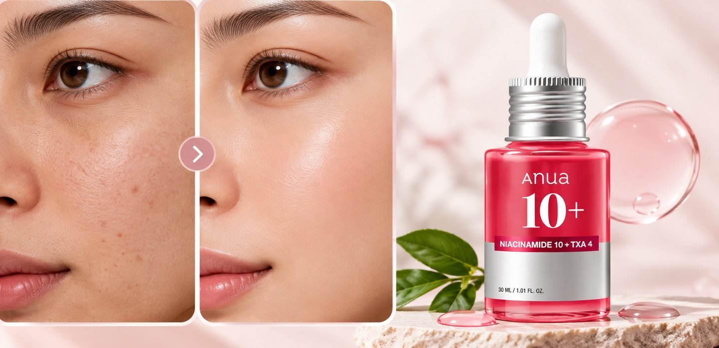 Anua sérum niacinamide 10 + TXA 4, avant et après